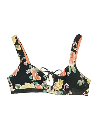 Pre-owned Becca Swimsuit Top Black Floral Pattern Swimwear