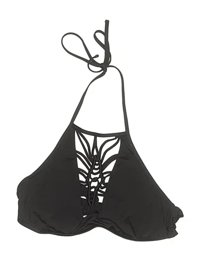 Pre-owned Becca Swimsuit Top Black Graphic Pattern Swimwear