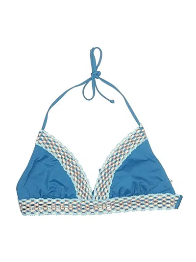 Pre-owned Becca Swimsuit Top Blue Chevron/herringbone Pattern Swimwear