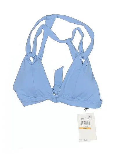 Becca Swimsuit Top Blue Solid Pattern Swimwear
