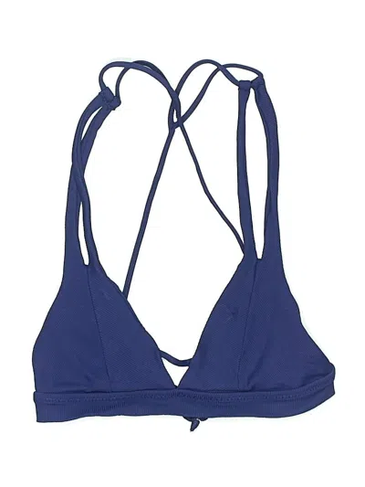Pre-owned Becca Swimsuit Top Blue Solid Pattern Swimwear