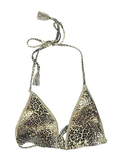 Pre-owned Becca Swimsuit Top Gold Animal Print Pattern Swimwear