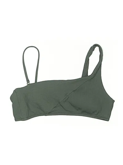 Pre-owned Becca Swimsuit Top Green Solid Pattern Swimwear