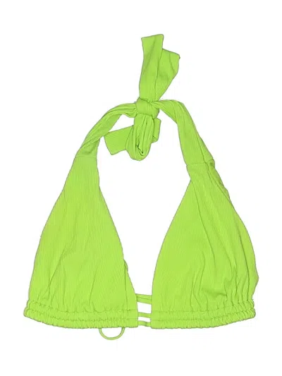 Pre-owned Becca Swimsuit Top Green Solid Pattern Swimwear