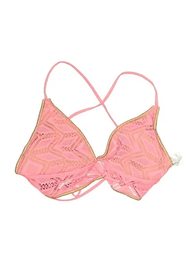 Pre-owned Becca Swimsuit Top Pink Chevron/herringbone Pattern Swimwear