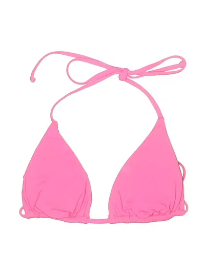 Pre-owned Becca Swimsuit Top Pink Solid Pattern Swimwear