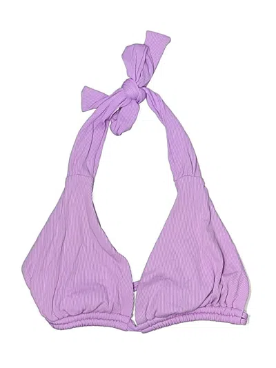 Pre-owned Becca Swimsuit Top Purple Solid Pattern Halter Neckline Swimwear