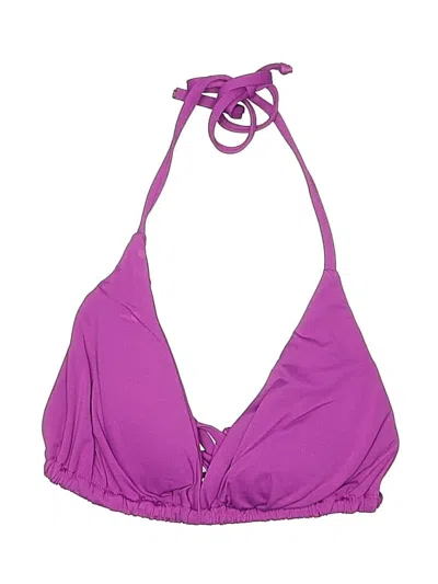 Pre-owned Becca Swimsuit Top Purple Solid Pattern Swimwear