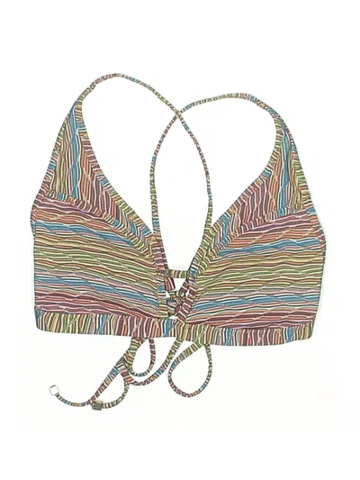 Pre-owned Becca Swimsuit Top Tan Print Pattern Swimwear In Brown