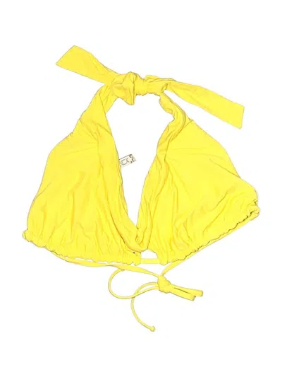 Pre-owned Becca Swimsuit Top Yellow Solid Pattern Swimwear