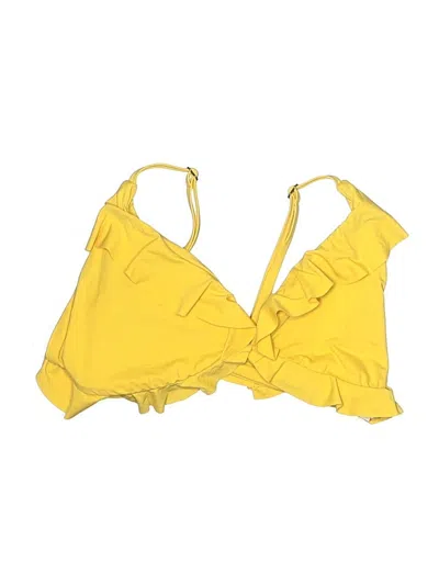 Pre-owned Becca Swimsuit Top Yellow Solid Pattern Swimwear