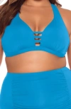 Becca Tab Inset Bikini Top In Blue