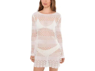 Becca Treasure Island Crochet Tunic Women's Swimwear White: Sm, Polyester