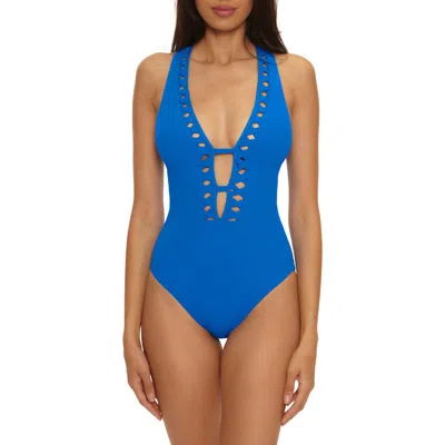 Becca Trellis Plunge One-piece Swimsuit In Blue