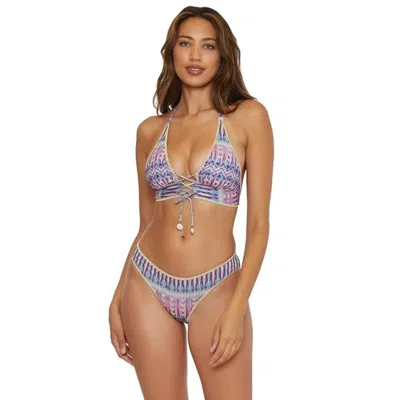 Becca Tulum Mira Halter Top Women Multi Metallic Corset Front Swimwear Gbo2517
