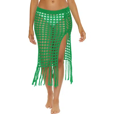 Becca Venica Open Knit Cover-up Skirt In Emerald