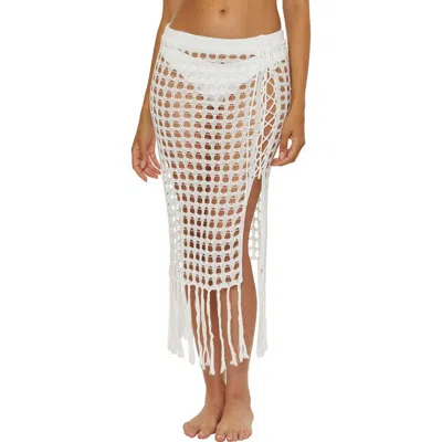 Becca Venica Open Knit Cover-up Skirt In White