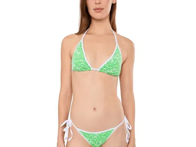 Becca Water Lily Cheryl Triangle Top Women's Clothing Green Apple: Md In Metallic