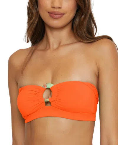 Becca Women's Baja Mar Convertible Bikini Top In Carrot