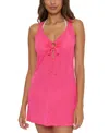 Becca Breezy O-ring Cover-up Minidress In Pink Glo