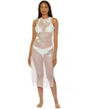 Becca Castaway Island Sheer Mesh Cover-up Dress In White