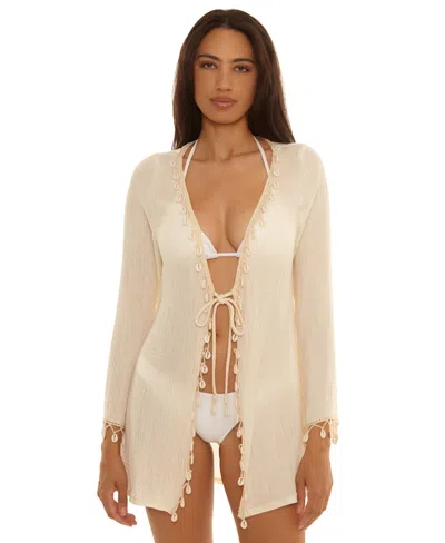 Becca Women's Caught In The Net Tie-front Cover-up Tunic In White