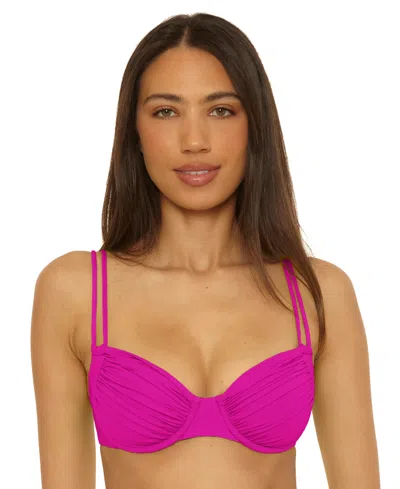 Becca Women's Color Code Ruched Underwire Bikini Top In Purple