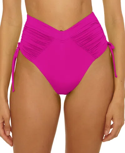 BECCA WOMEN'S COLOR CODE SHIRRED HIGH-WAIST BIKINI BOTTOMS