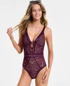 Becca Women's Color Play Crochet Plunge-neck One-piece Swimsuit In Purple