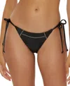 Becca Color Sheen Bikini Bottom Women Aubergine Tie Side Swimwear Buu1224 In Black