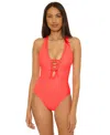 Becca Connect Plunge One-piece Swimsuit In Red