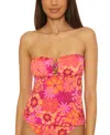 Becca Women's Copacabana Printed Bandeau Tankini Top In Red