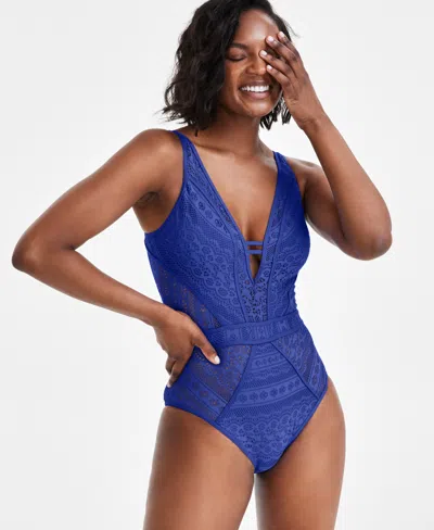Becca Color Play Lace One-piece Swimsuit In Ultramarine