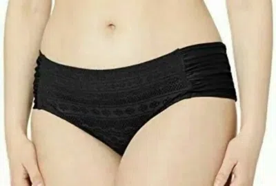 Becca Women's Crochet Side Tab Bikini Bottom - Plus In Black
