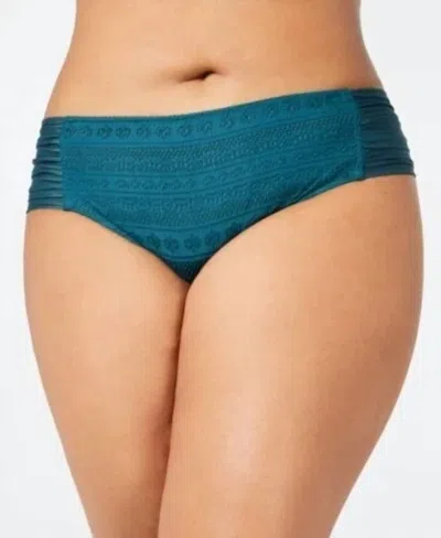 Becca Women's Crochet Side Tab Bikini Bottom - Plus In Forest In Black