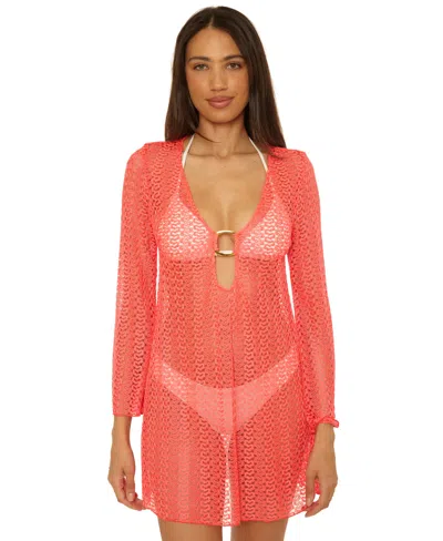Becca Women's Crocheted Cover-up Dress In Pink