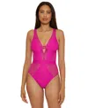 Becca Castaway Plunge One-piece Swimsuit In Pink
