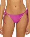 Becca Liquid Metal Side Tie Bikini Bottoms In Purple