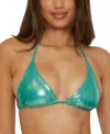 Becca Liquid Metal Triangle Bikini Top In Bermuda
