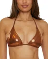 Becca Liquid Metal Triangle Bikini Top In Bronze