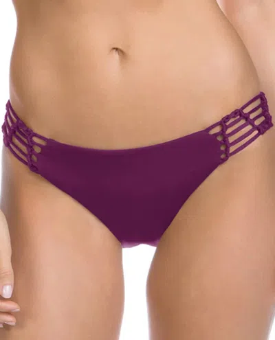 Becca Women's Macrame Tab Side American Hipster Bikini Bottom In Raisin In Red