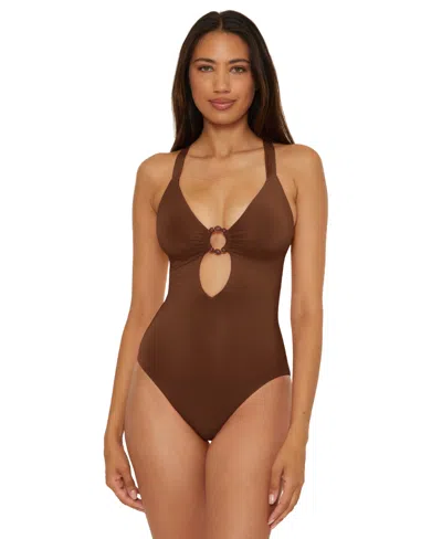 Becca Women's Marble Canyon Ring One-piece Swimsuit In Brown