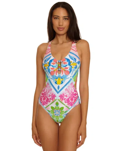 Becca Women's Mijas Gia Scoop Neck One-piece Swimsuit In Multi