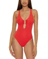Becca Modern Edge One Piece Swimsuit In Red In Fire