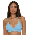 Becca Womens Modern Edge Halter Bikini Top High Waist Bottoms In Blue