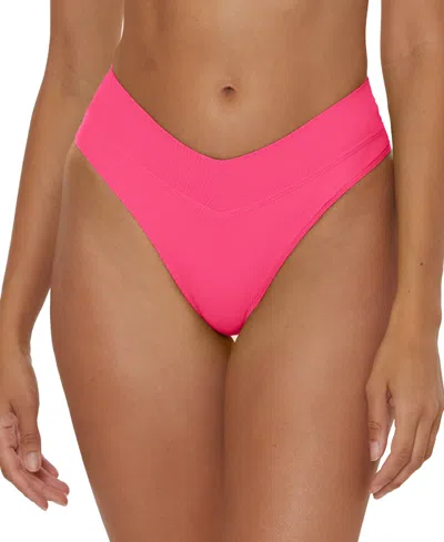 Becca Women's Modern Edge Textured Rib High-waist Bikini Bottoms