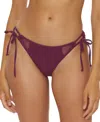 Becca Muse Cutout Side Tie Bikini Bottoms In Aubergine