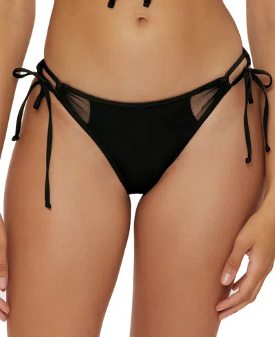 Becca Muse Cutout Side Tie Bikini Bottoms In Black