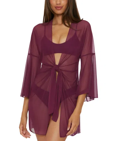 Becca Muse Mesh Cover-up Jacket In Aubergine