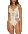 Becca Network Mesh One-piece Swimsuit In Ecru